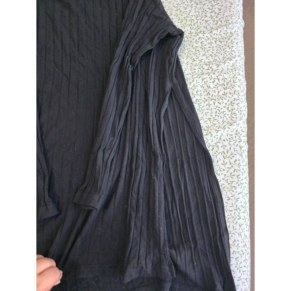 Black Ribbed Long Sleeve Top With Slits on the sides